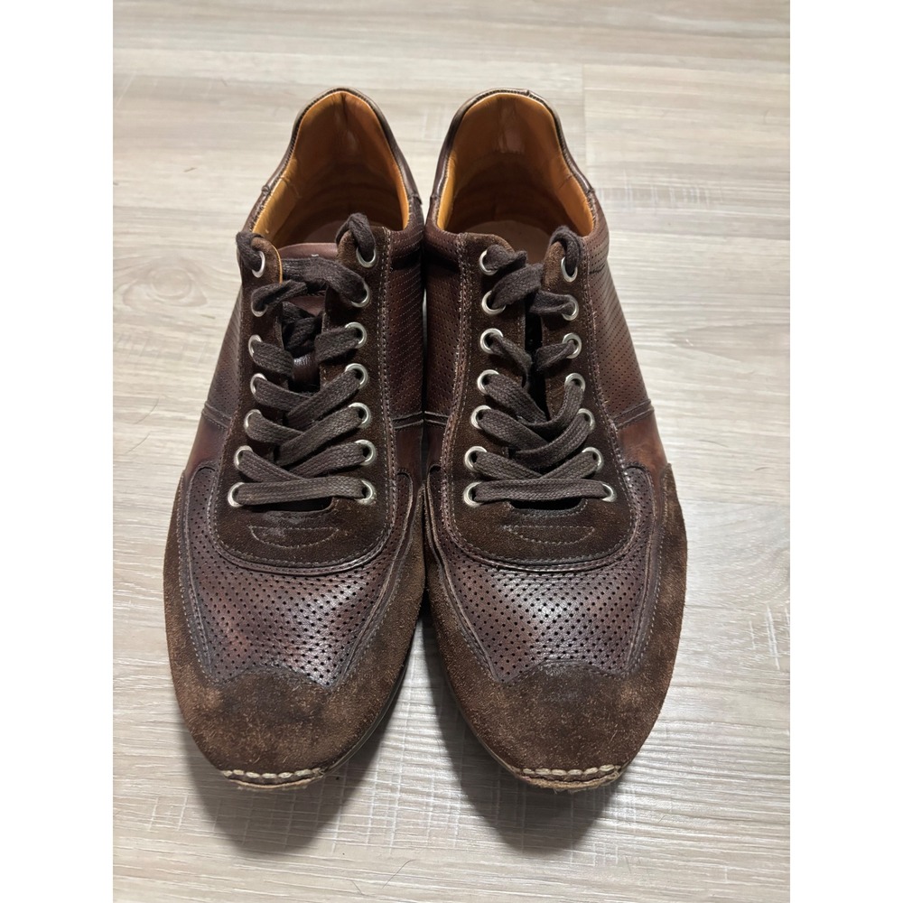 Magnanni‎ Mens Brown Leather Suede Perforated Low Top Sneakers 15746 Size 8 M - Picture 2 of 9